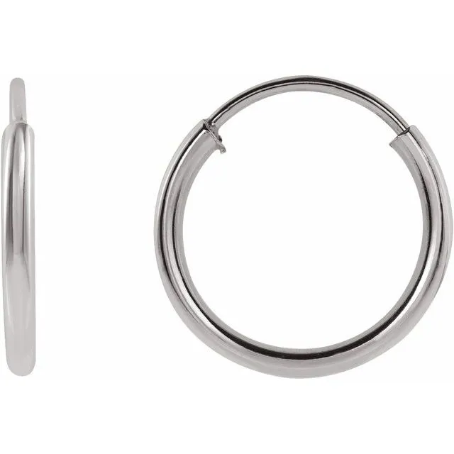 14K White Gold 10 mm Flexible Endless Huggie Earrings