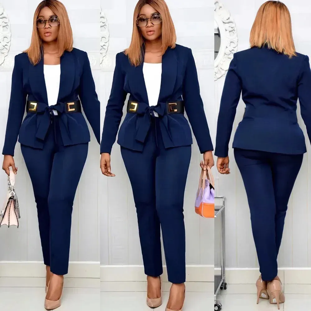2 Piece Set Fashion Suit, Top And Trousers Super Elastic Party Plus Size For Lady