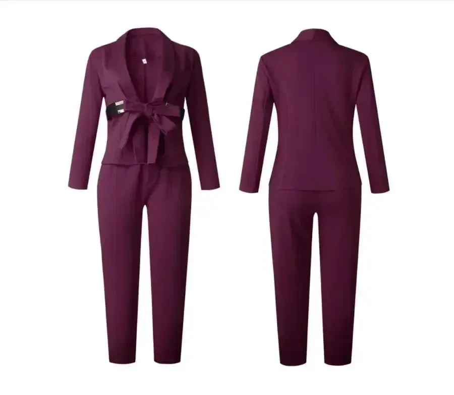 2 Piece Set Fashion Suit, Top And Trousers Super Elastic Party Plus Size For Lady