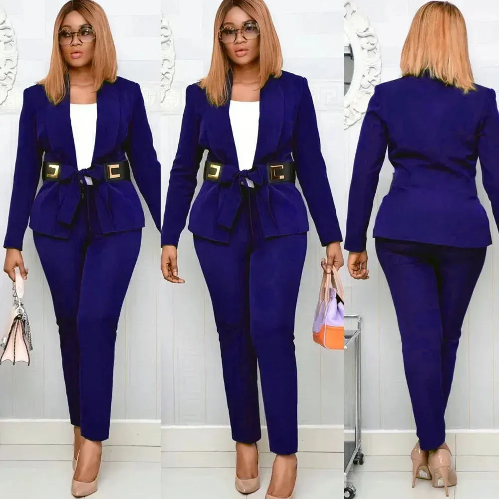 2 Piece Set Fashion Suit, Top And Trousers Super Elastic Party Plus Size For Lady