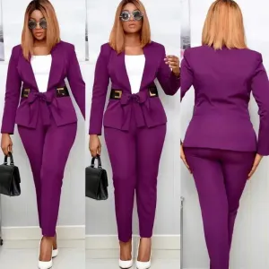2 Piece Set Fashion Suit, Top And Trousers Super Elastic Party Plus Size For Lady