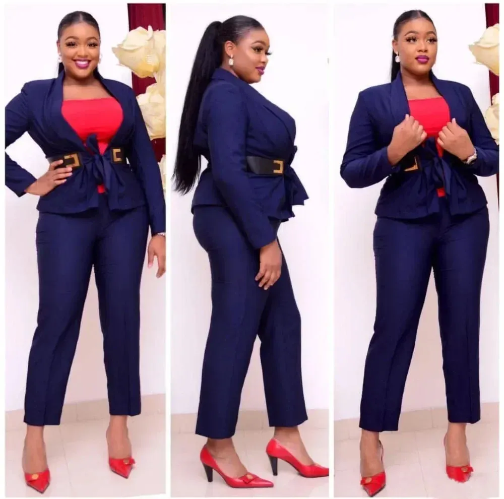 2 Piece Set Fashion Suit, Top And Trousers Super Elastic Party Plus Size For Lady