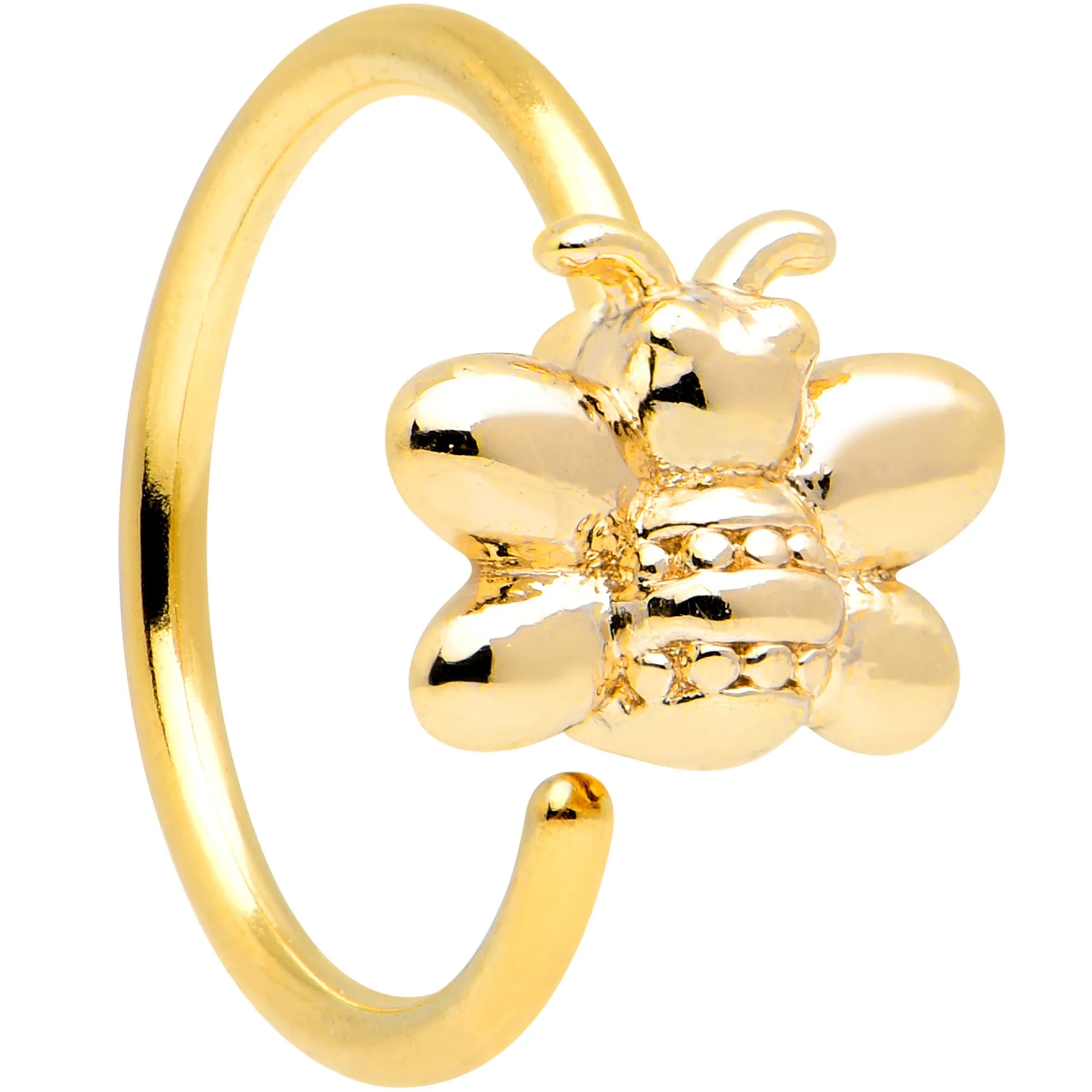 20 Gauge 5/16 Gold Tone Simply Stylish Bee Nose Hoop
