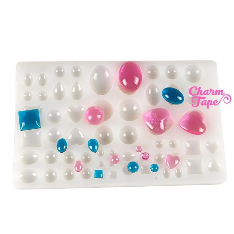 58 Designs Cabochon Making Silicone mold charm mold flexible, for polymer clay, resin jewelry Z001