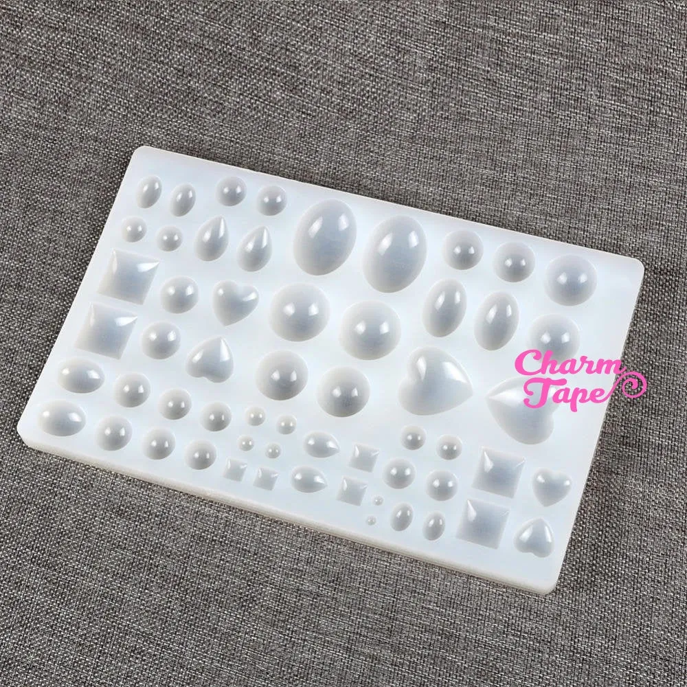 58 Designs Cabochon Making Silicone mold charm mold flexible, for polymer clay, resin jewelry Z001
