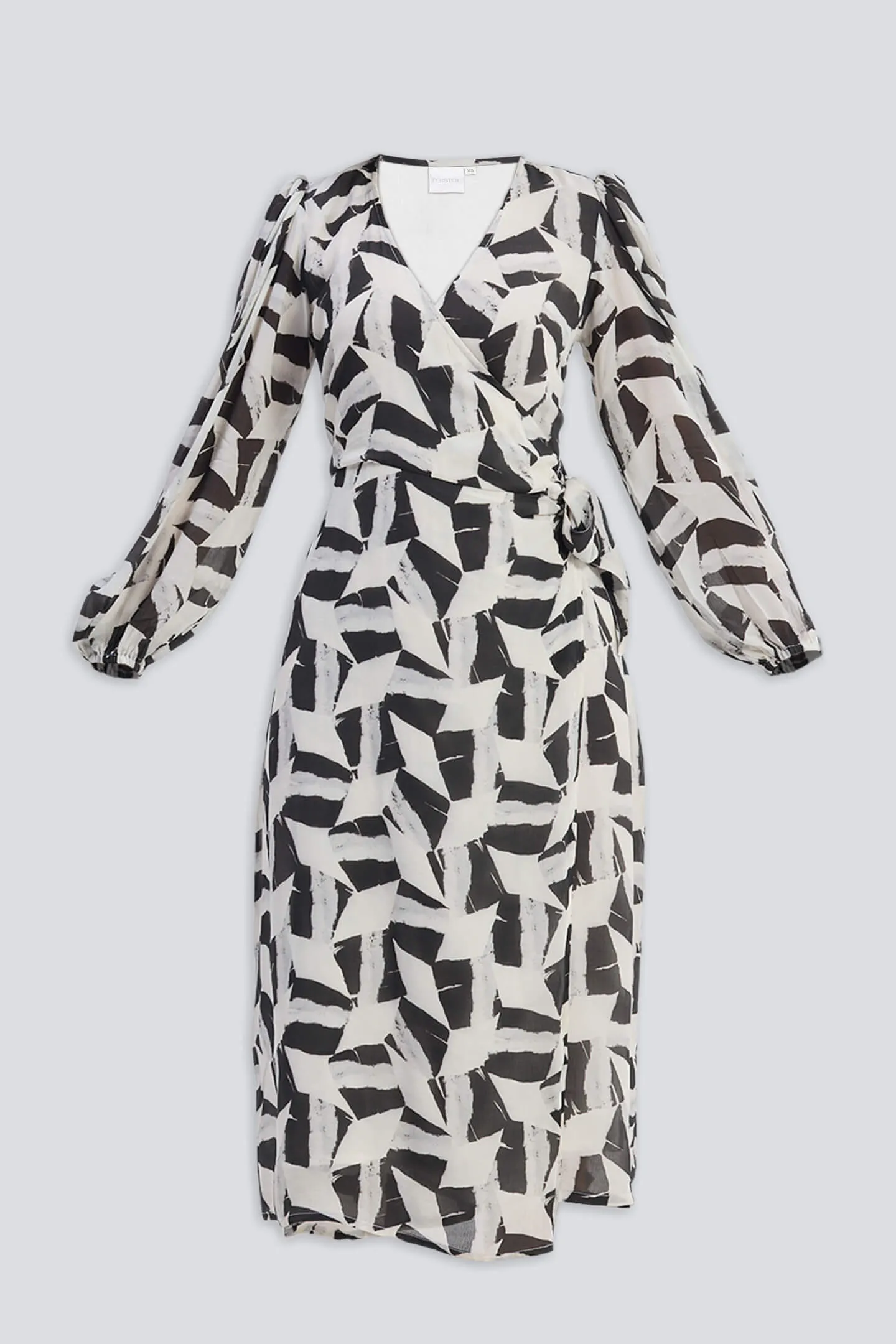 Abstract Mosaic Midi Wrap Dress