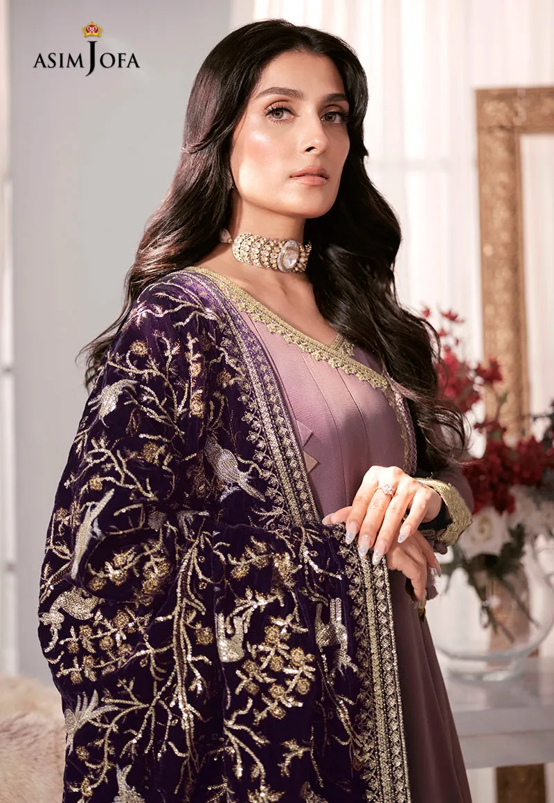 AJAM-09 | The Ayeza Edit by Asim Jofa Makhmal Royal Velvet Winter Collection 2022 | Unstitched Embroidered Velvet Suits