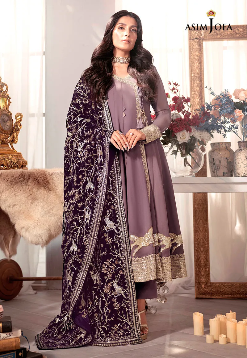 AJAM-09 | The Ayeza Edit by Asim Jofa Makhmal Royal Velvet Winter Collection 2022 | Unstitched Embroidered Velvet Suits