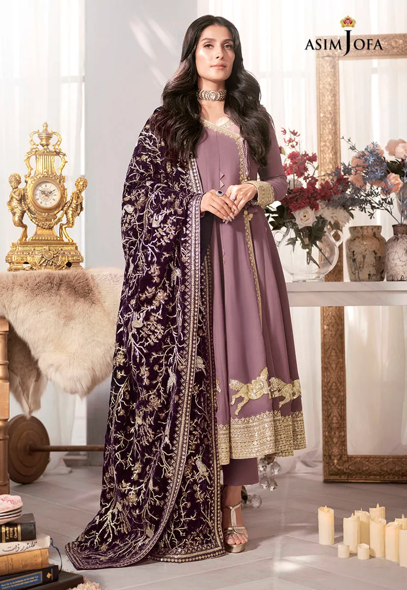 AJAM-09 | The Ayeza Edit by Asim Jofa Makhmal Royal Velvet Winter Collection 2022 | Unstitched Embroidered Velvet Suits