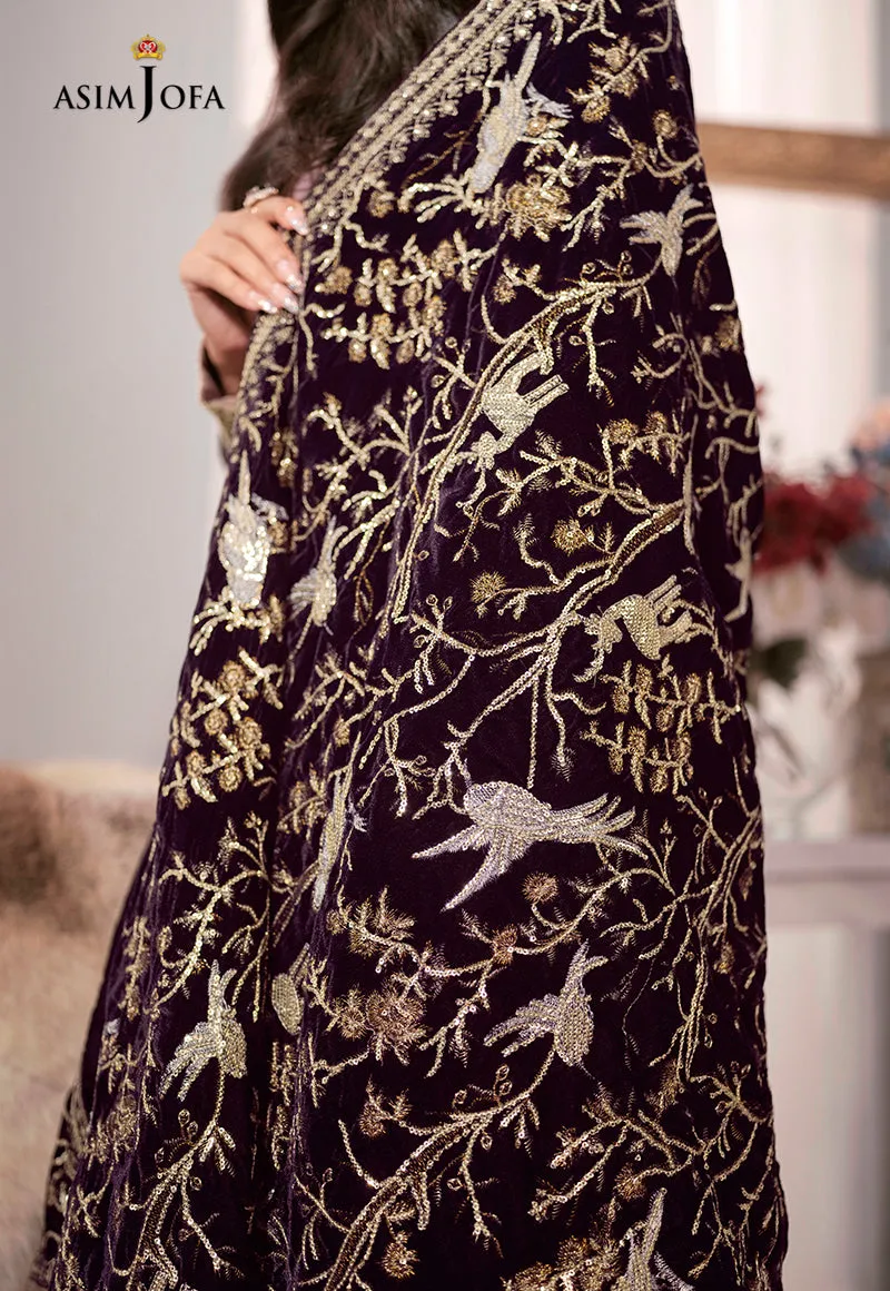 AJAM-09 | The Ayeza Edit by Asim Jofa Makhmal Royal Velvet Winter Collection 2022 | Unstitched Embroidered Velvet Suits