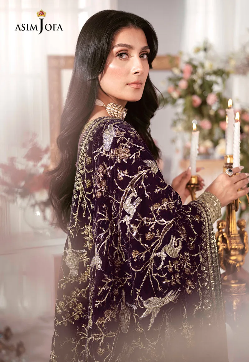 AJAM-09 | The Ayeza Edit by Asim Jofa Makhmal Royal Velvet Winter Collection 2022 | Unstitched Embroidered Velvet Suits