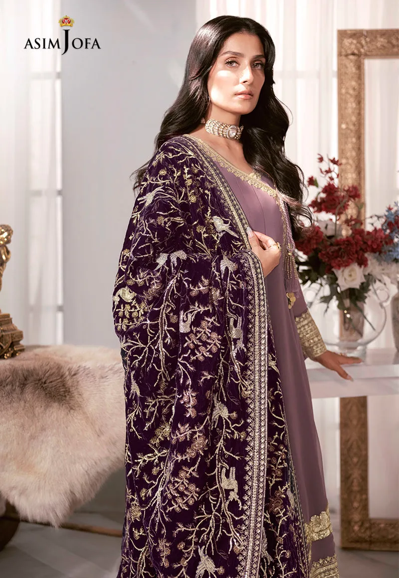 AJAM-09 | The Ayeza Edit by Asim Jofa Makhmal Royal Velvet Winter Collection 2022 | Unstitched Embroidered Velvet Suits