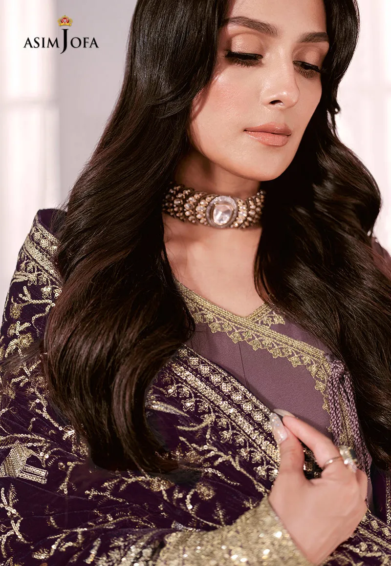 AJAM-09 | The Ayeza Edit by Asim Jofa Makhmal Royal Velvet Winter Collection 2022 | Unstitched Embroidered Velvet Suits