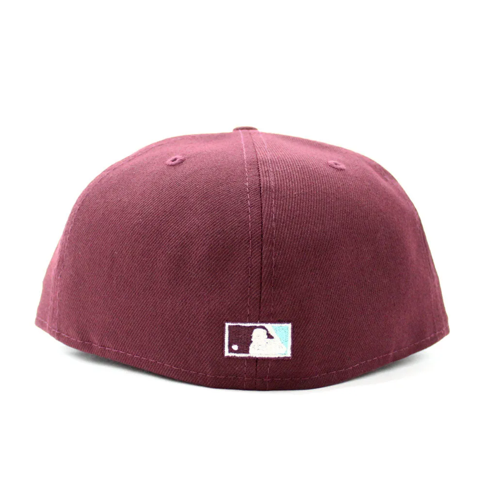 Arizona Diamondbacks 1998 INAUGURAL SEASON New Era 59Fifty Fitted Hat (Glow in the Dark Maroon Mint Under Brim)