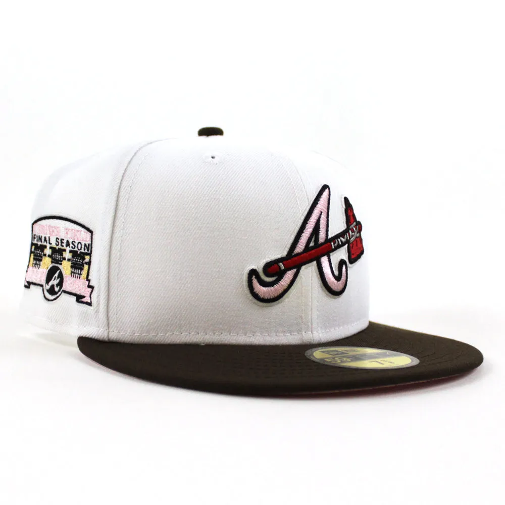 Atlanta Braves TURNER FIELD FINAL SEASON New Era 59Fifty Fitted Hat (GITD White Brown Pink Under Brim)
