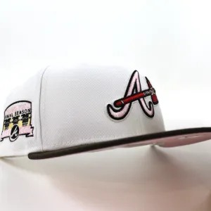 Atlanta Braves TURNER FIELD FINAL SEASON New Era 59Fifty Fitted Hat (GITD White Brown Pink Under Brim)