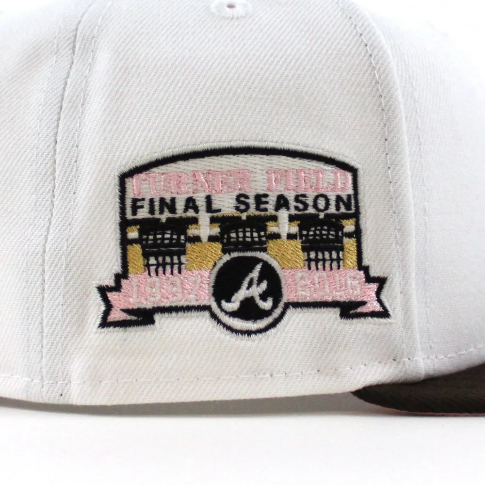 Atlanta Braves TURNER FIELD FINAL SEASON New Era 59Fifty Fitted Hat (GITD White Brown Pink Under Brim)