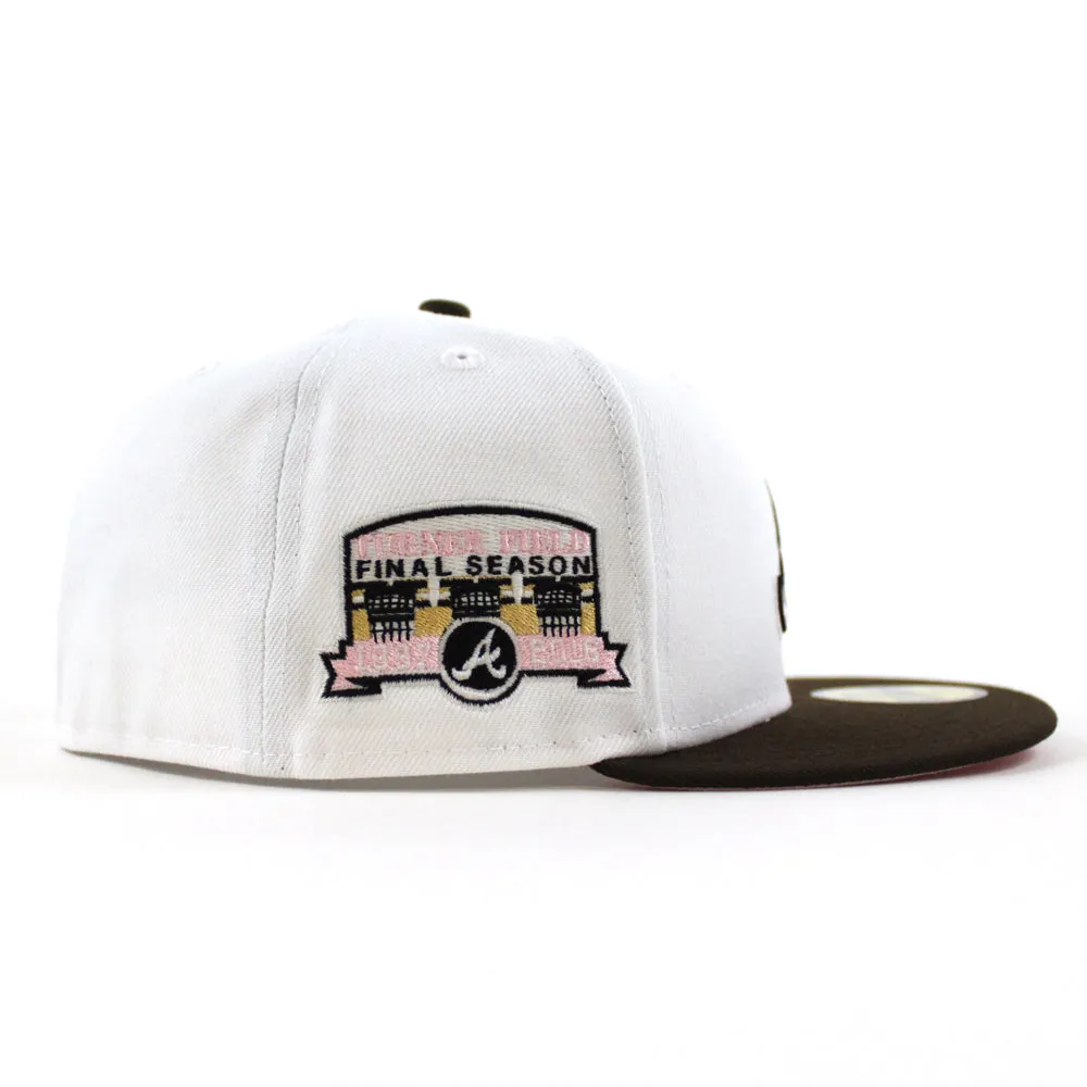Atlanta Braves TURNER FIELD FINAL SEASON New Era 59Fifty Fitted Hat (GITD White Brown Pink Under Brim)