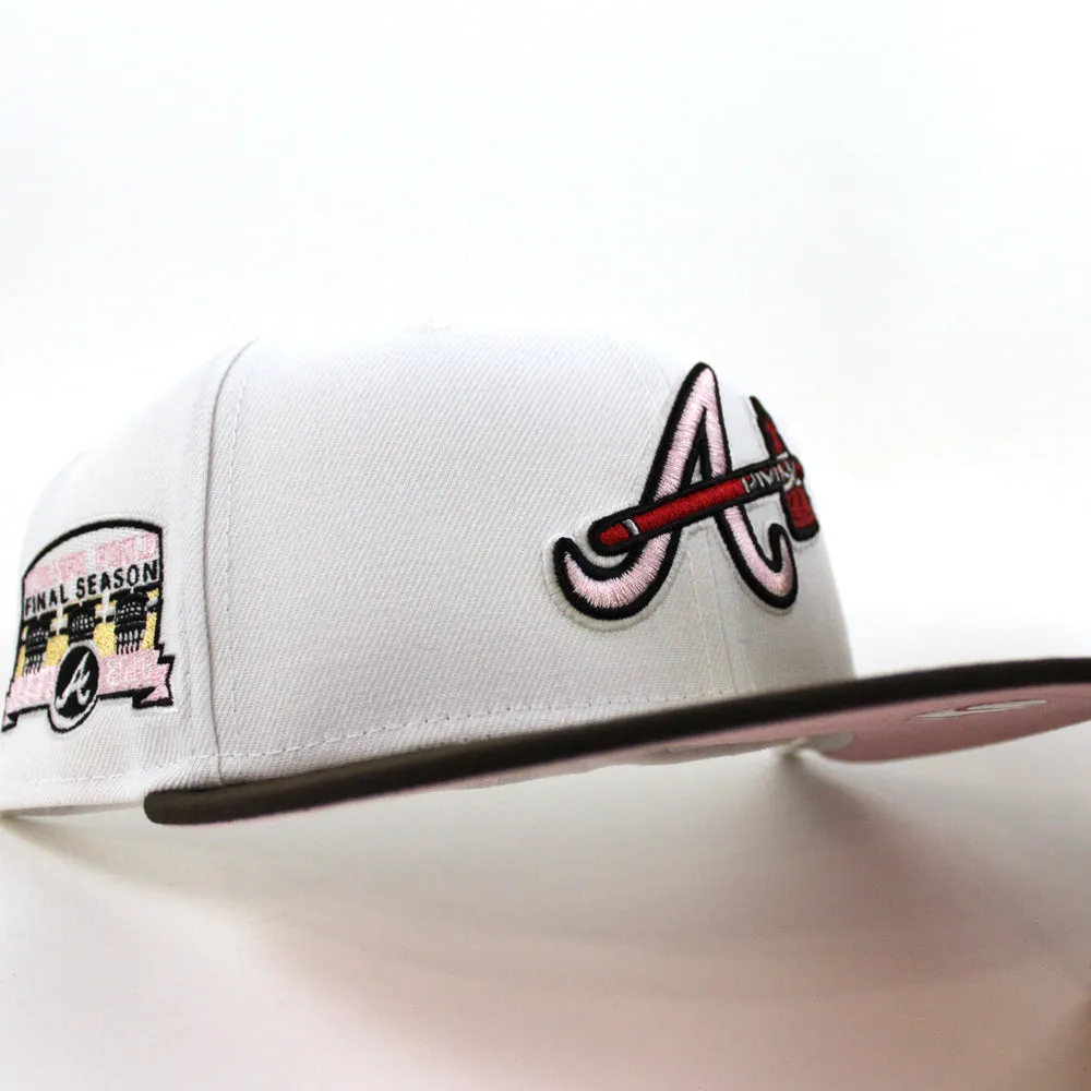 Atlanta Braves TURNER FIELD FINAL SEASON New Era 59Fifty Fitted Hat (GITD White Brown Pink Under Brim)