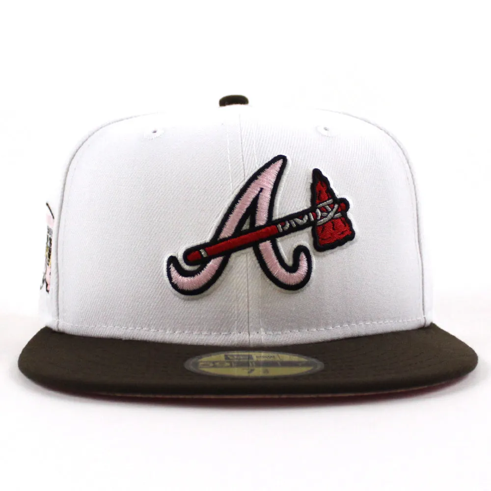 Atlanta Braves TURNER FIELD FINAL SEASON New Era 59Fifty Fitted Hat (GITD White Brown Pink Under Brim)