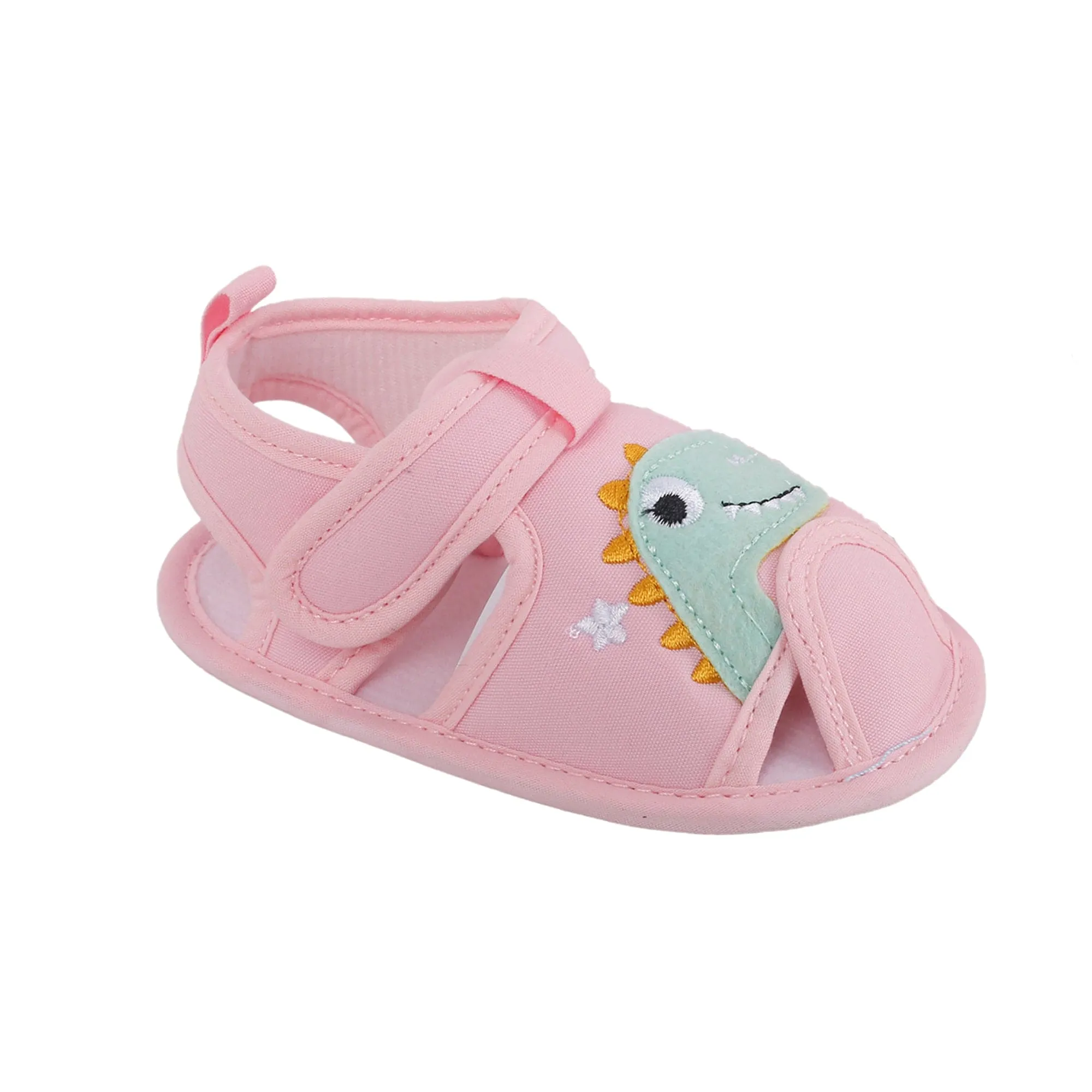 Baby Moo Dinosaur Pink Velcro Booties