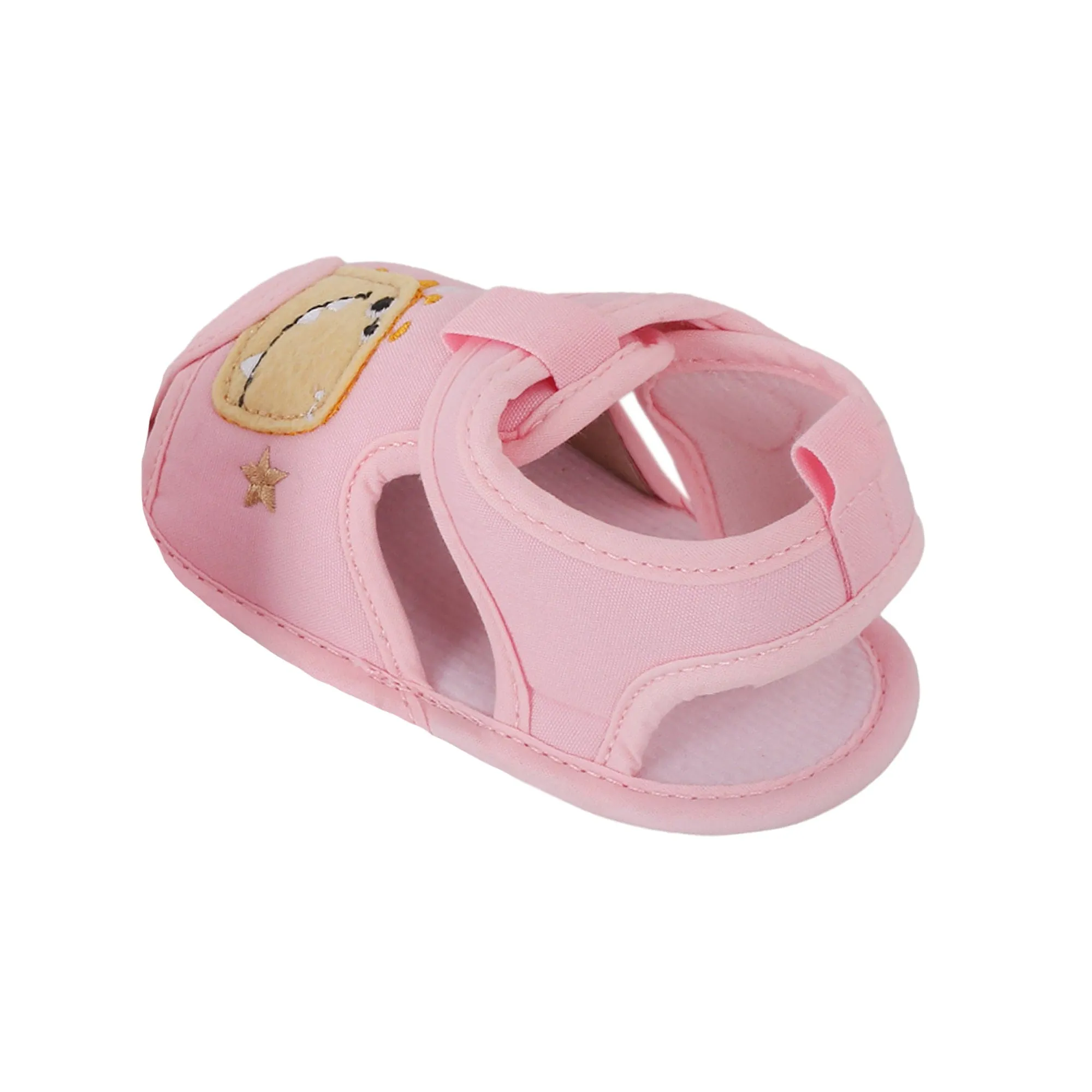 Baby Moo Dinosaur Pink Velcro Booties