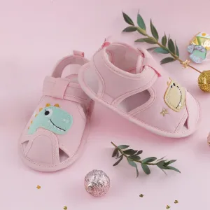 Baby Moo Dinosaur Pink Velcro Booties