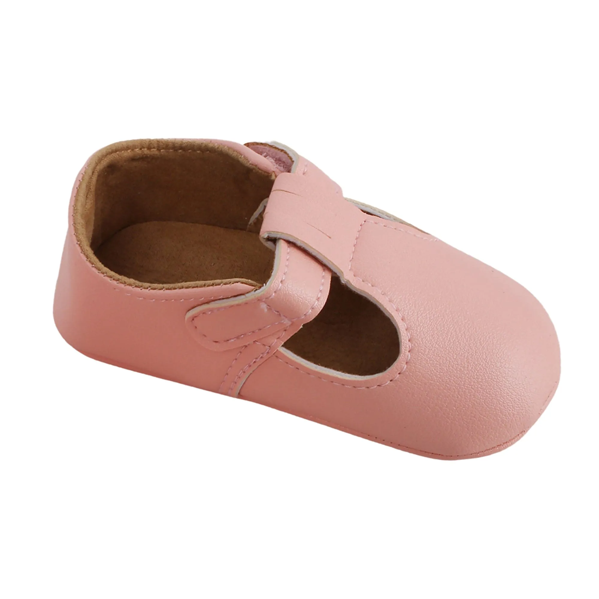 Baby Moo Dressy Pink Velcro Booties