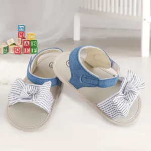 Baby Moo Striped Blue Booties