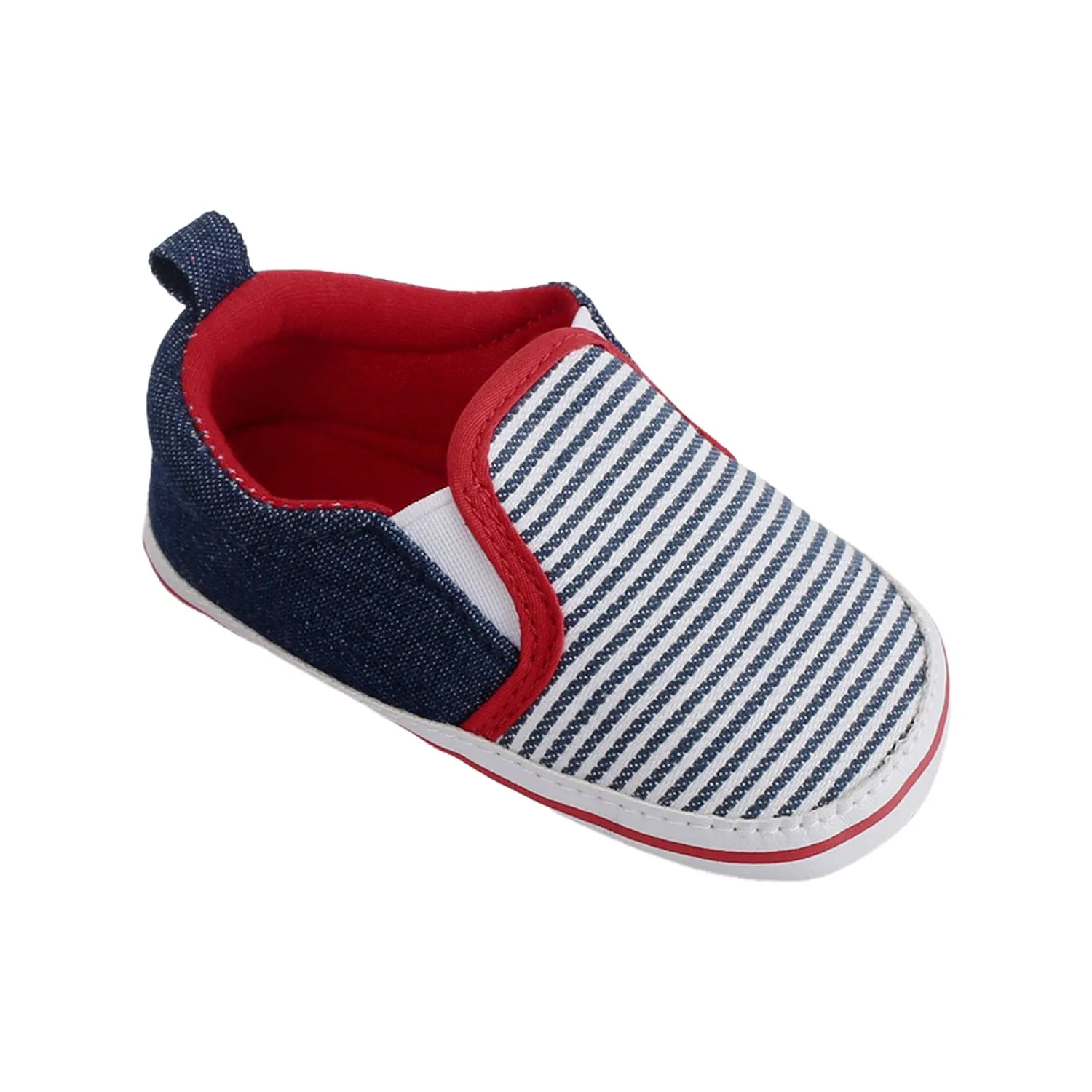 Baby Moo Striped Blue Slip-On Booties