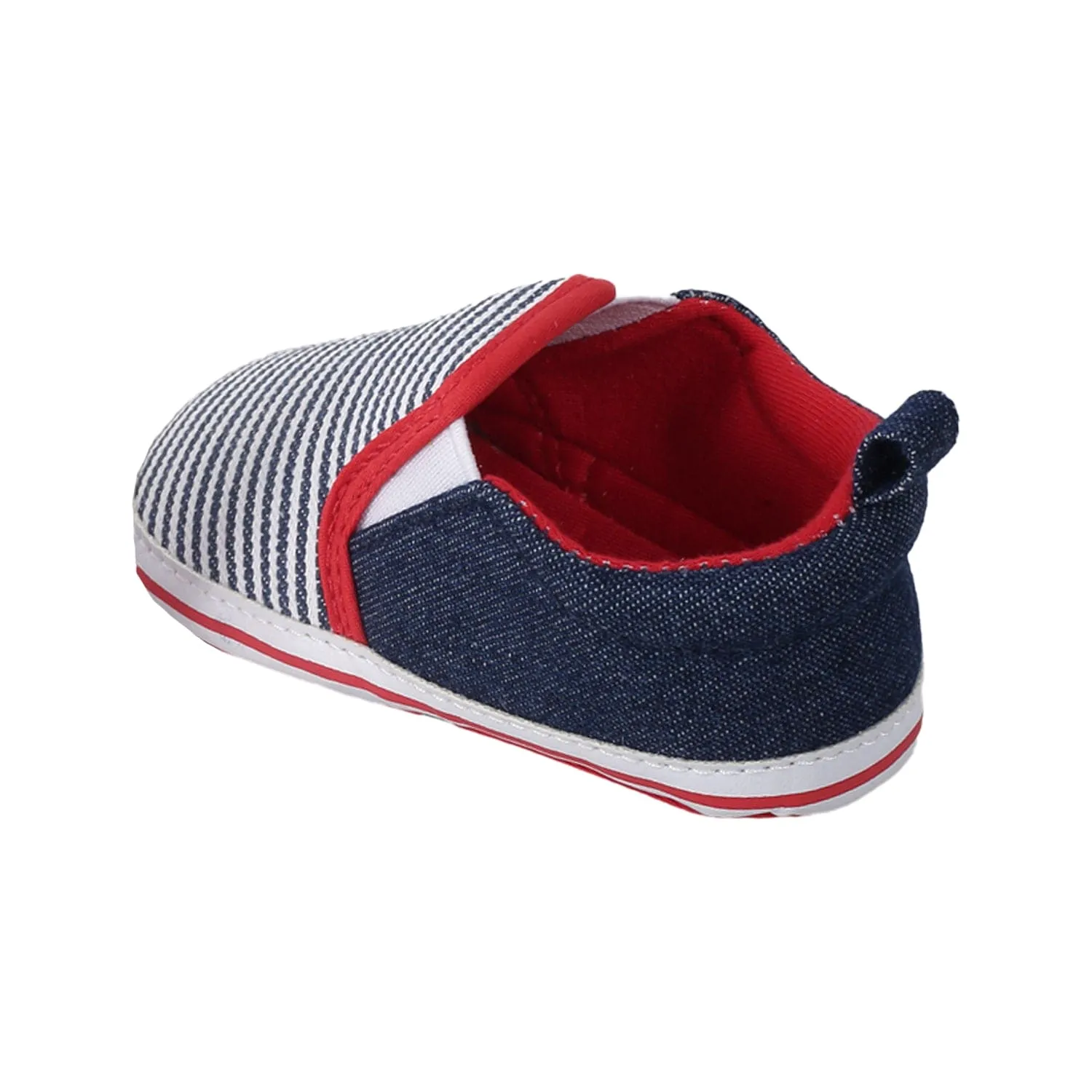 Baby Moo Striped Blue Slip-On Booties