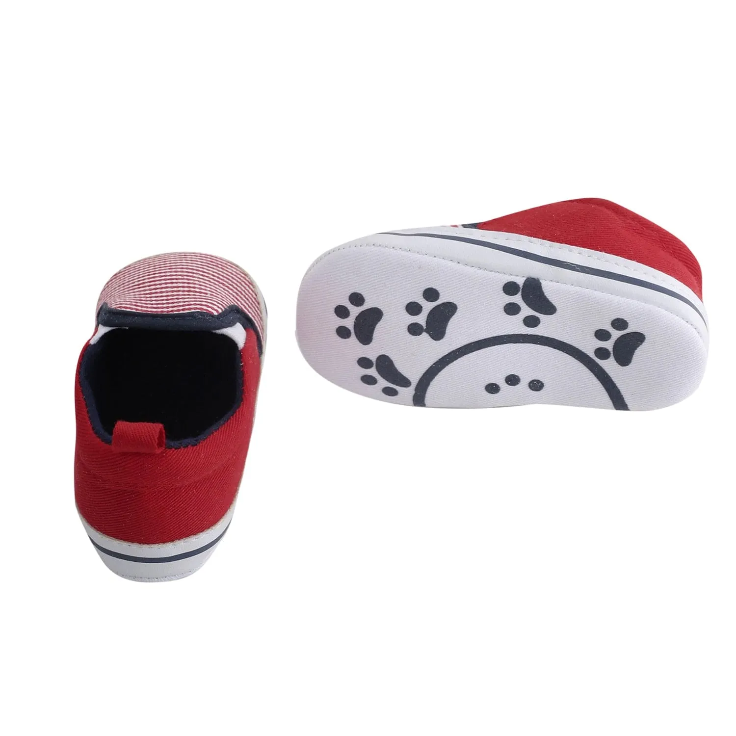 Baby Moo Striped Red Slip-On Booties