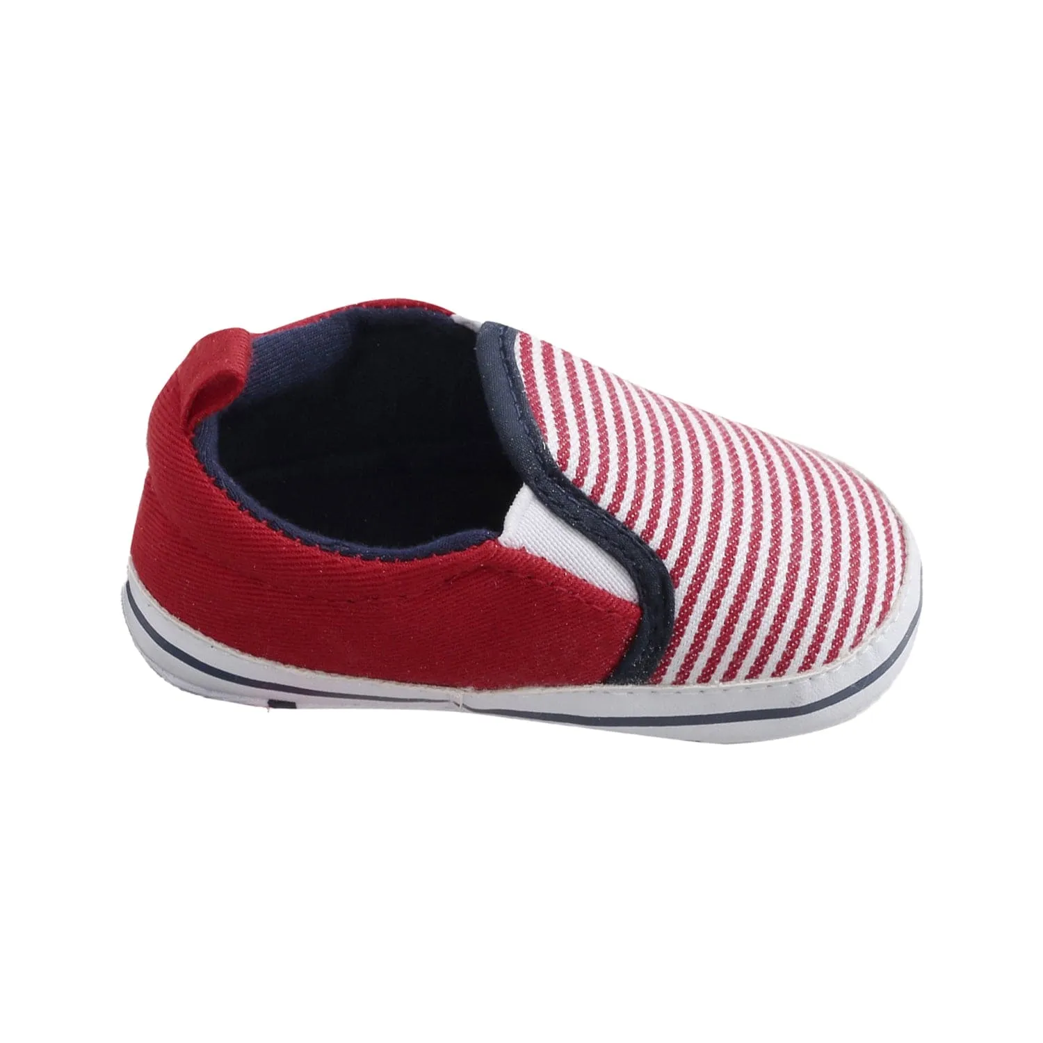 Baby Moo Striped Red Slip-On Booties