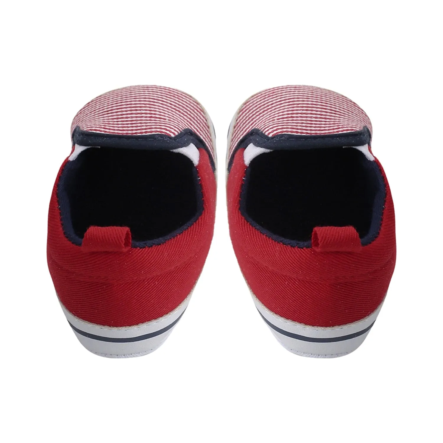 Baby Moo Striped Red Slip-On Booties