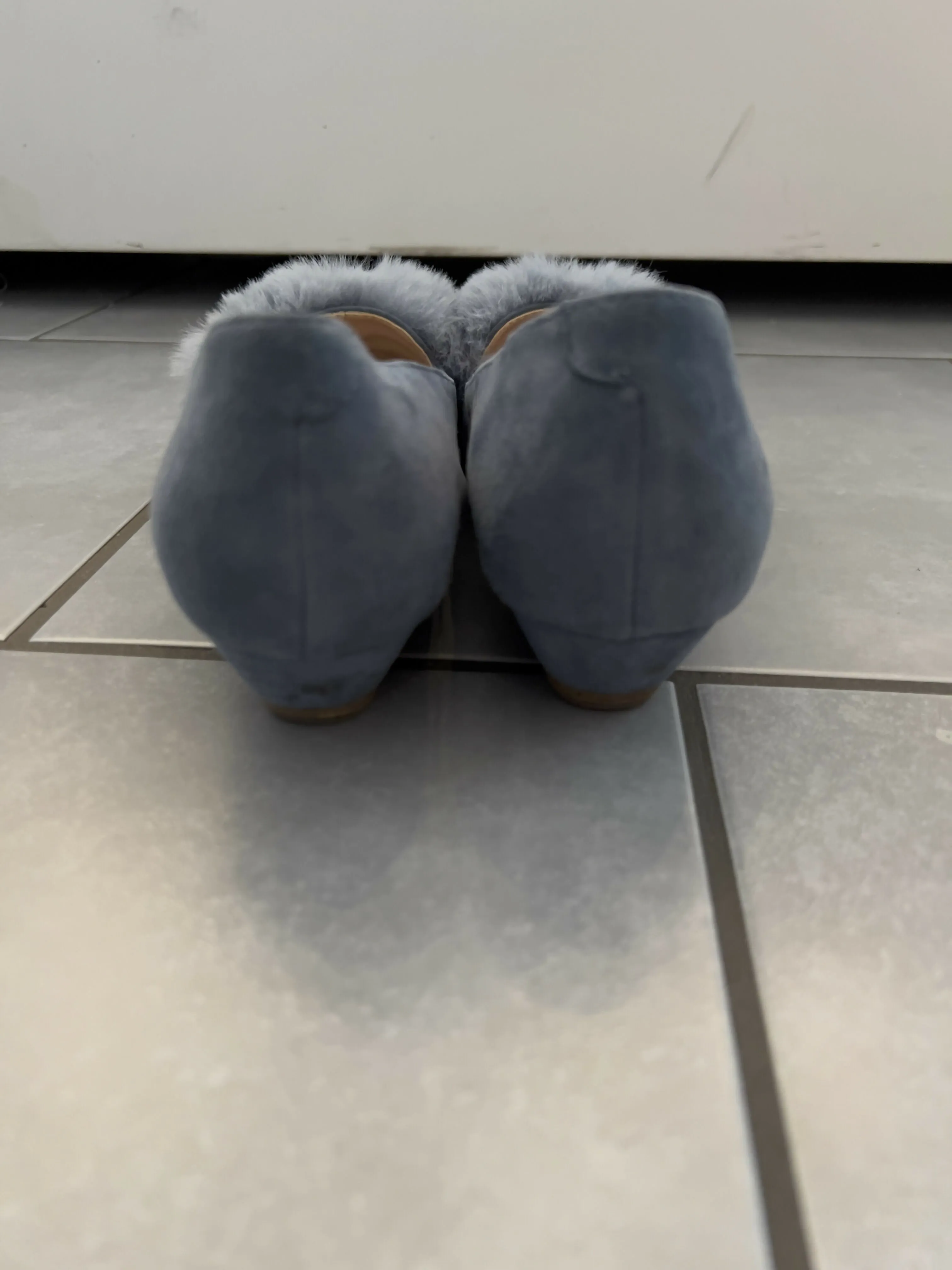 Ballerina/Flat Gr. 36 Suede/Leder hellblau