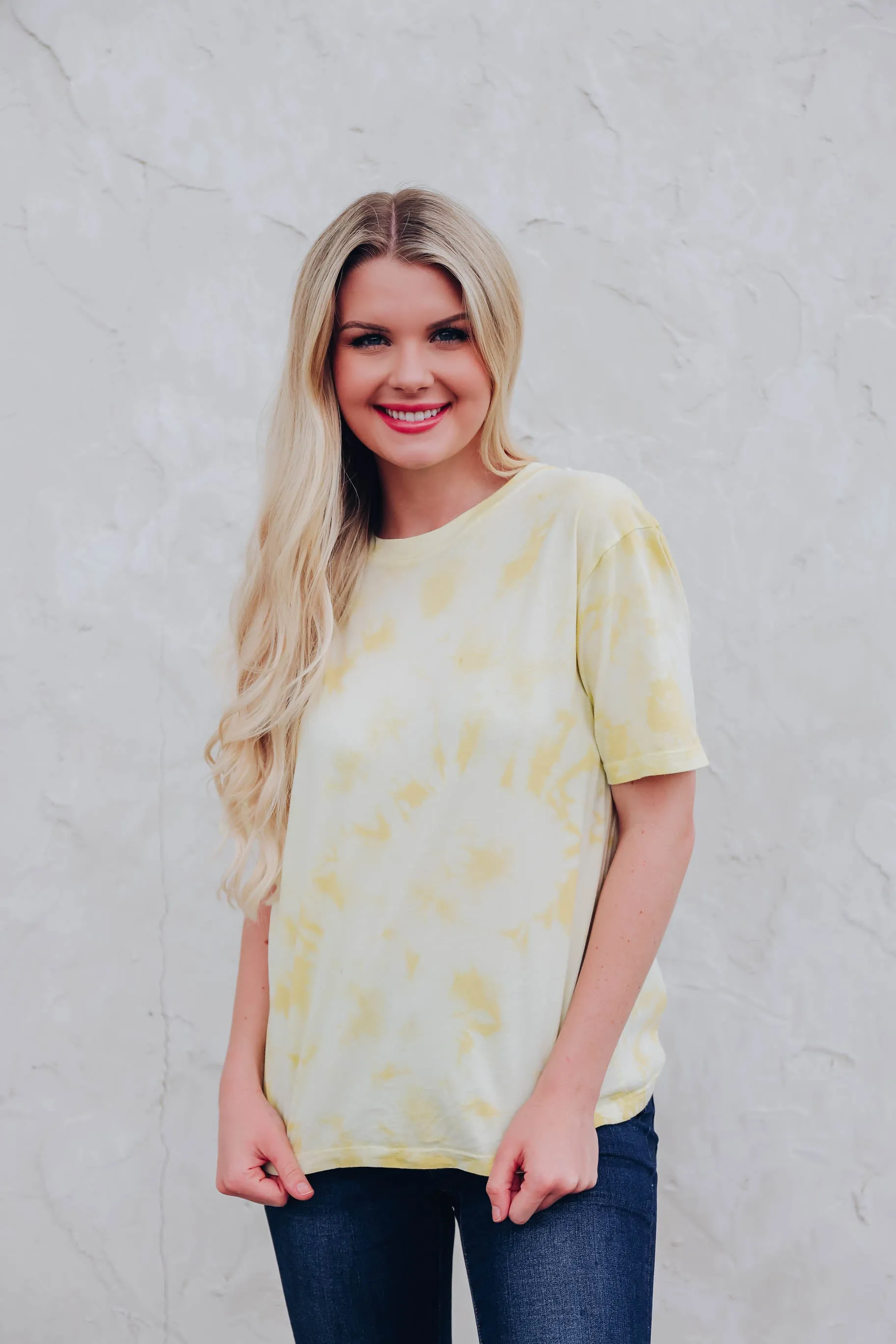 Be Free Tie-Dye Boyfriend Tee - Yellow