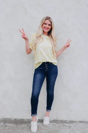 Be Free Tie-Dye Boyfriend Tee - Yellow