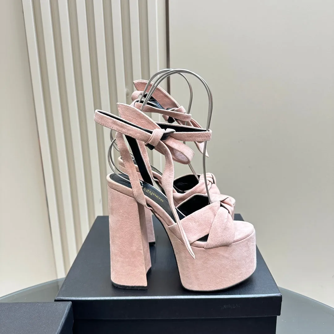 BIANCA PLATFORM SANDALS IN LIGHT PINK SUEDE