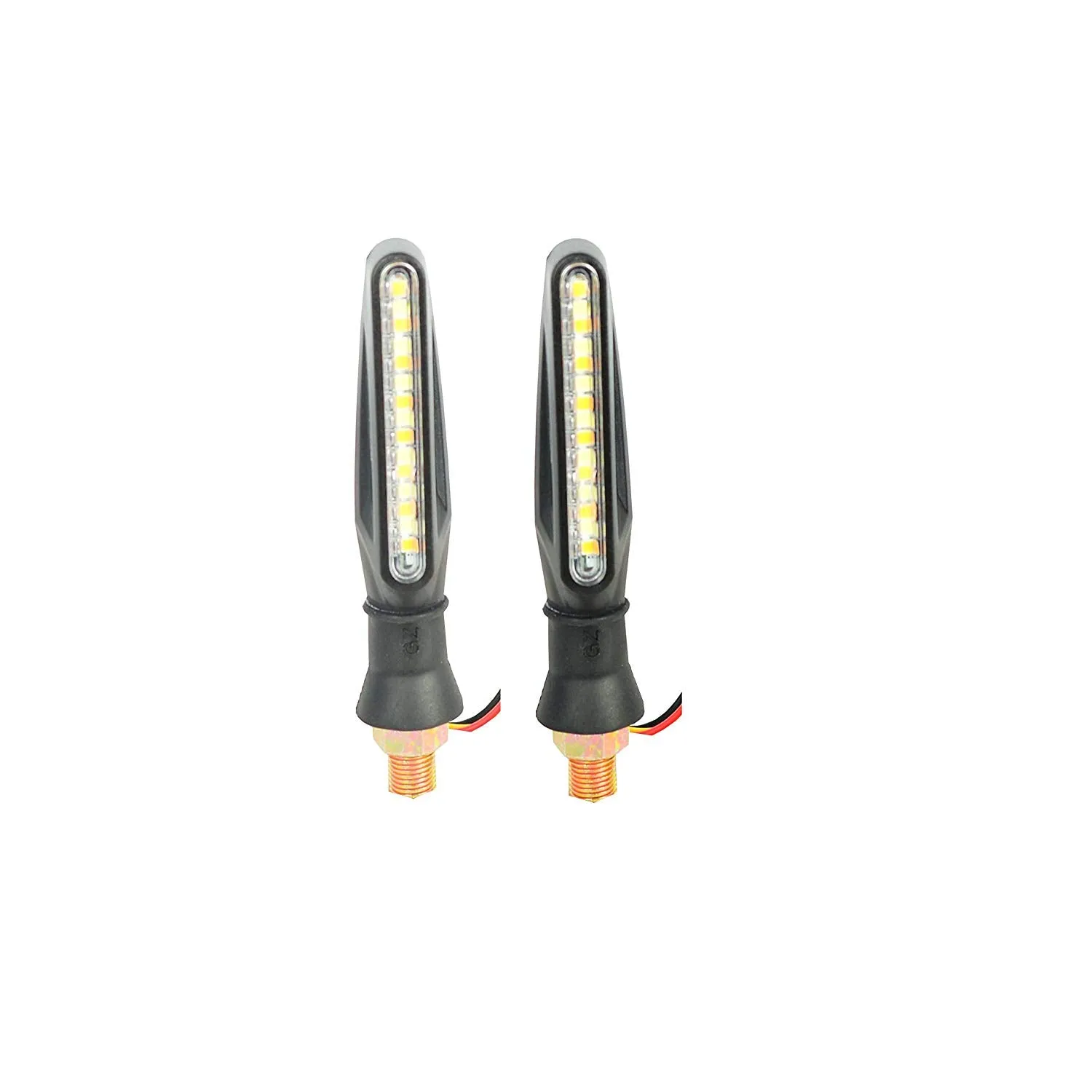 Bike Indicator Flexible Turn Flashing White/Yellow (Pack of 2 Pcs) for All Model Bike Universal Fitting