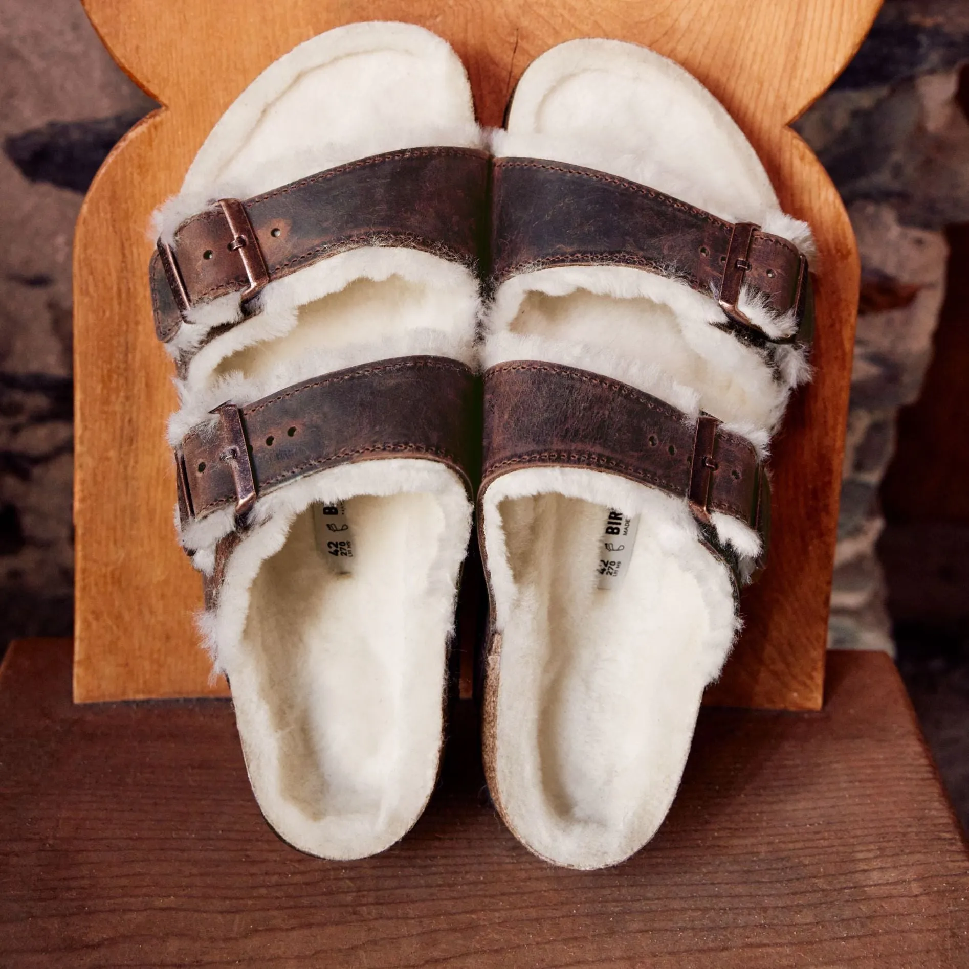 Birkenstock Arizona Shearling habana oiled leather/natural shearling