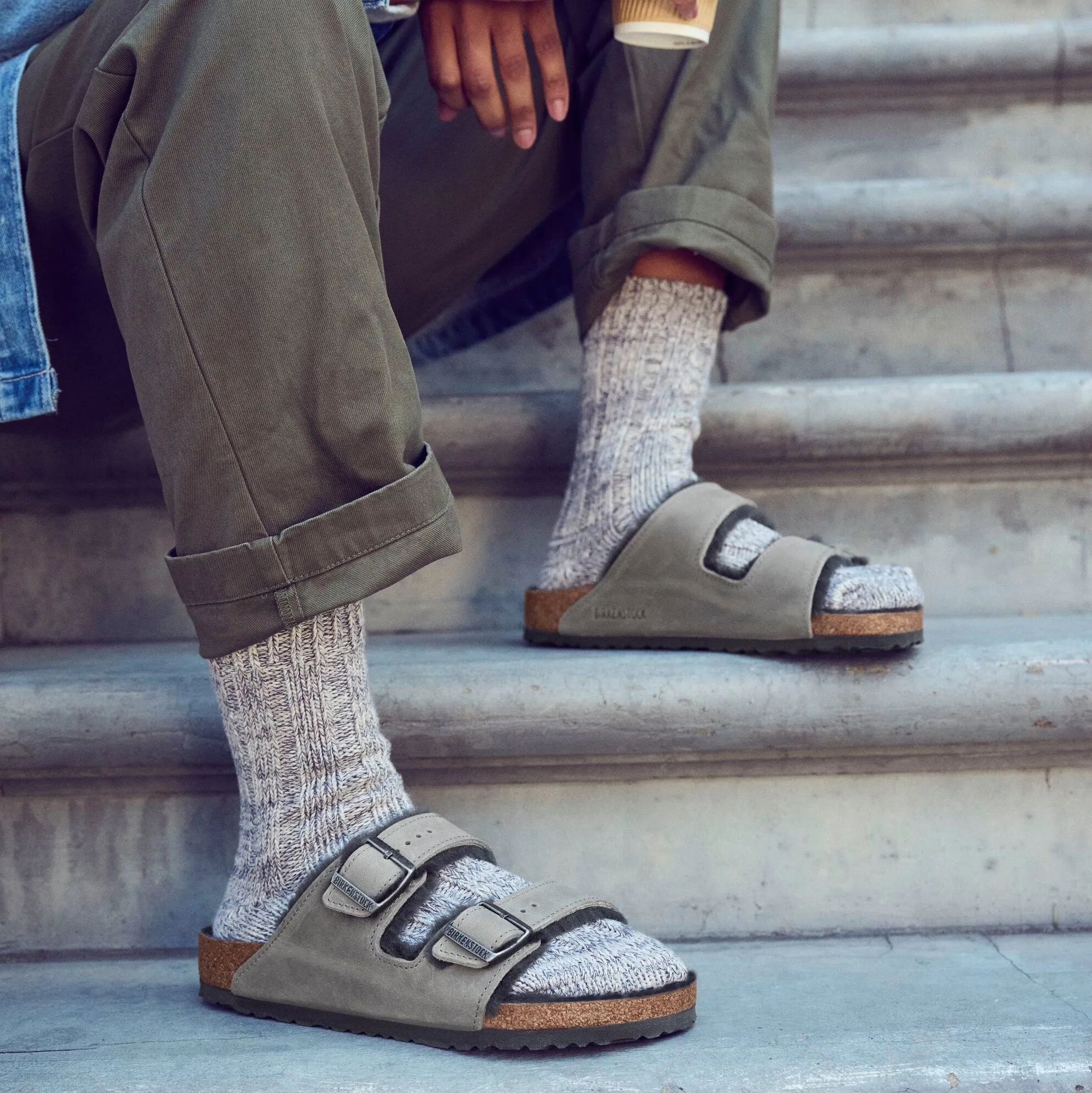 Birkenstock Arizona Shearling iron oiled leather/iron shearling