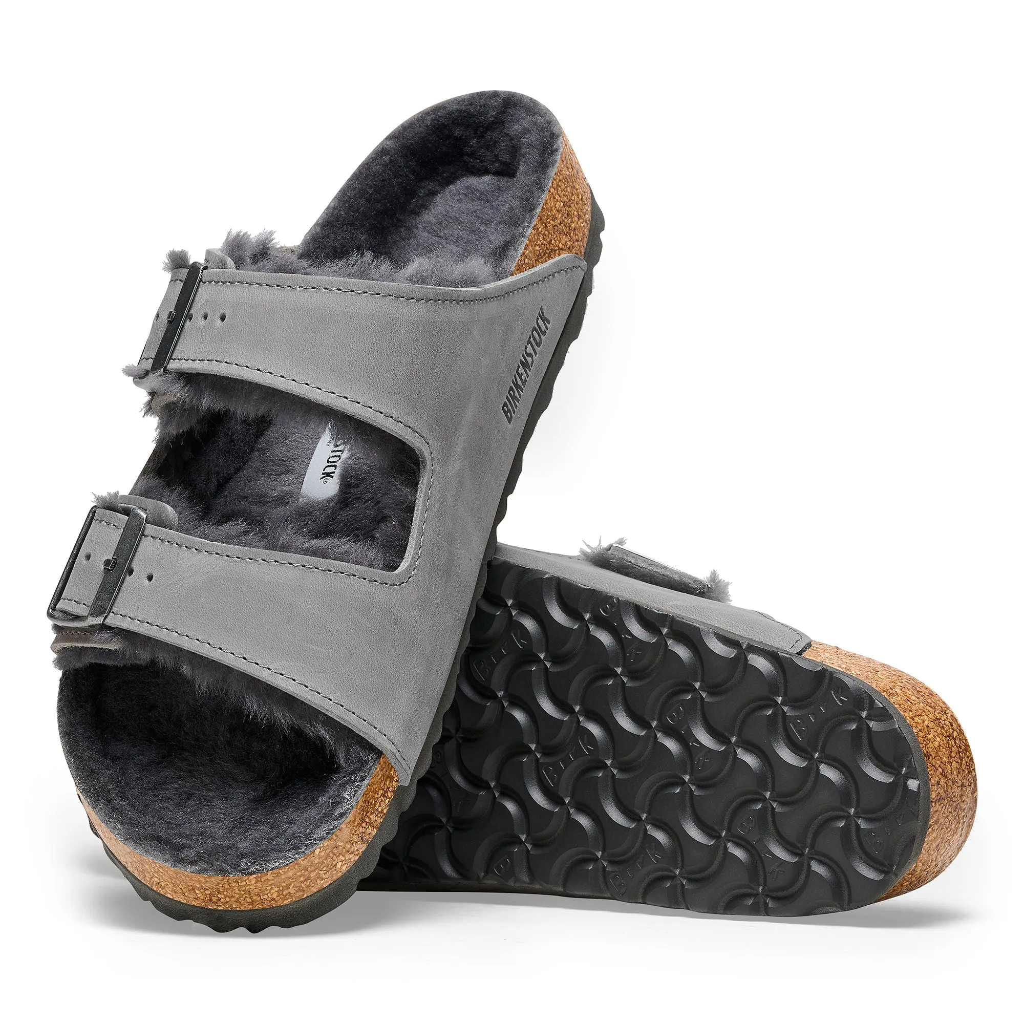 Birkenstock Arizona Shearling iron oiled leather/iron shearling