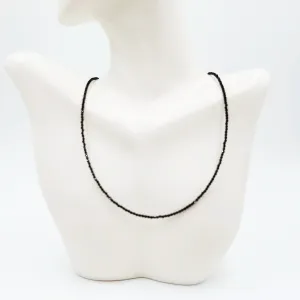 Black Tourmaline Necklace 2mm Bead Neck Chain