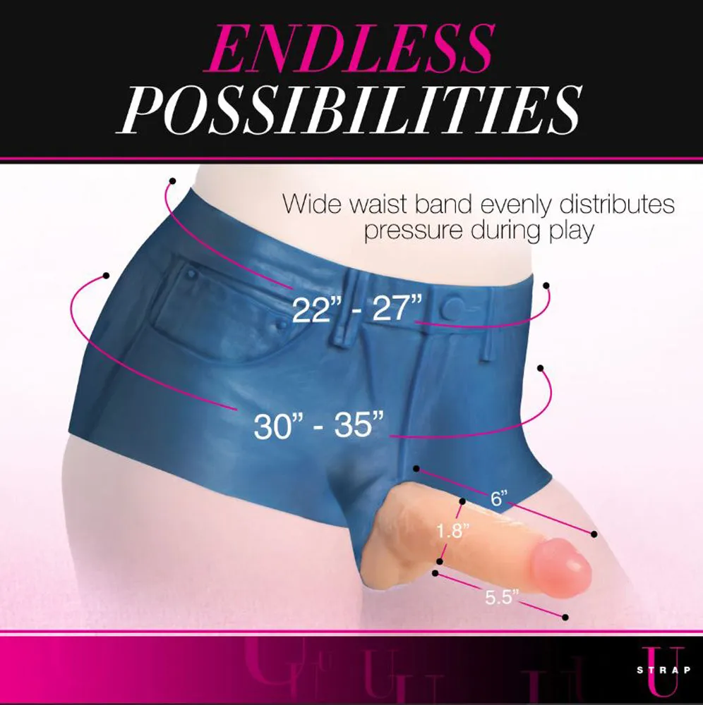 Booty Shorts 6" Dildo Silicone S/O Small