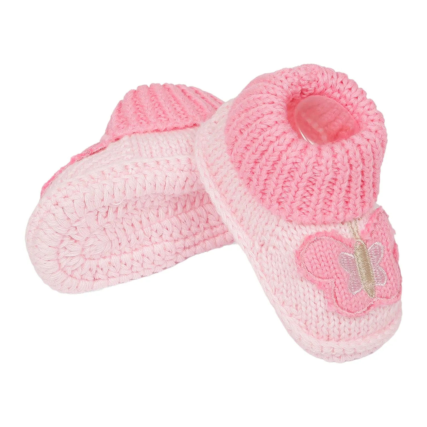 Butterfly Newborn Crochet Socks Booties - Pink