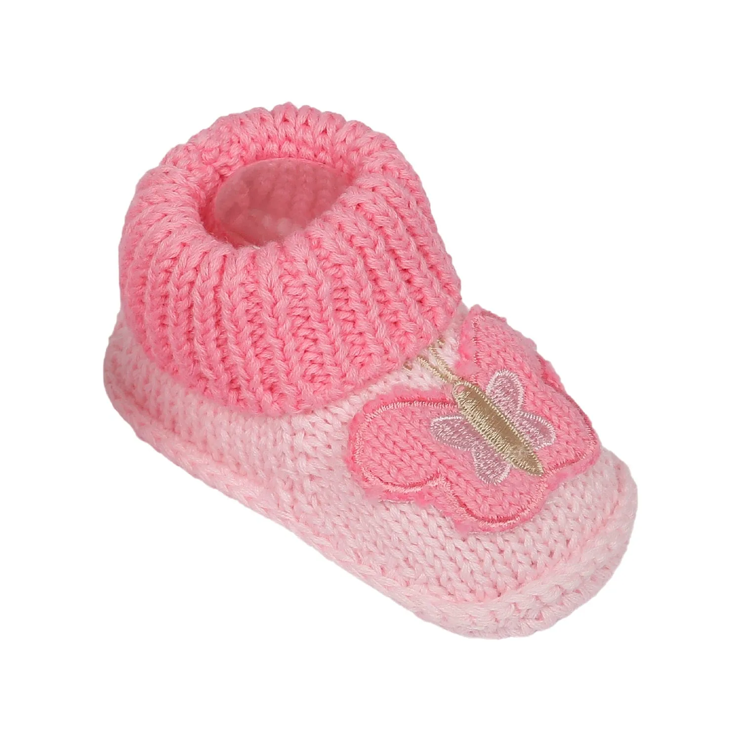 Butterfly Newborn Crochet Socks Booties - Pink