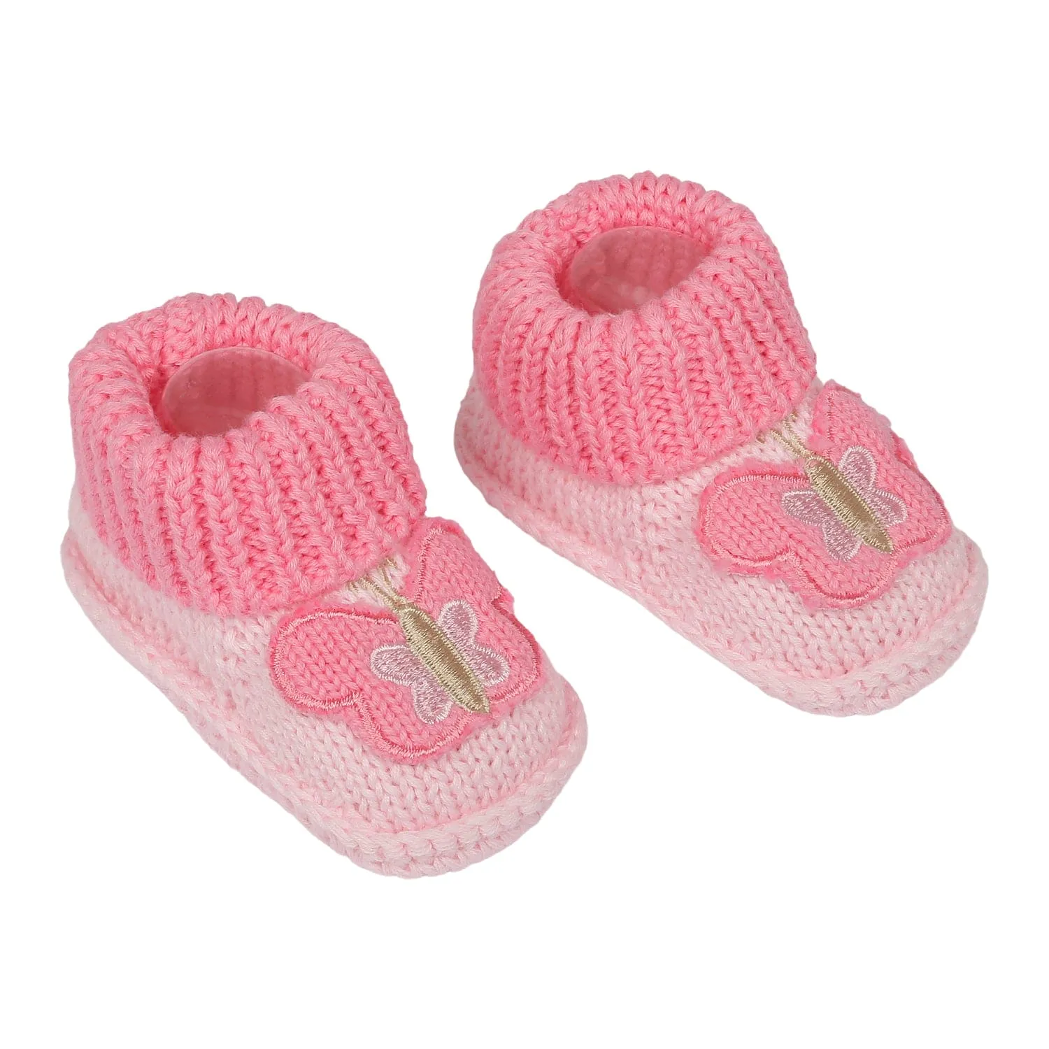 Butterfly Newborn Crochet Socks Booties - Pink