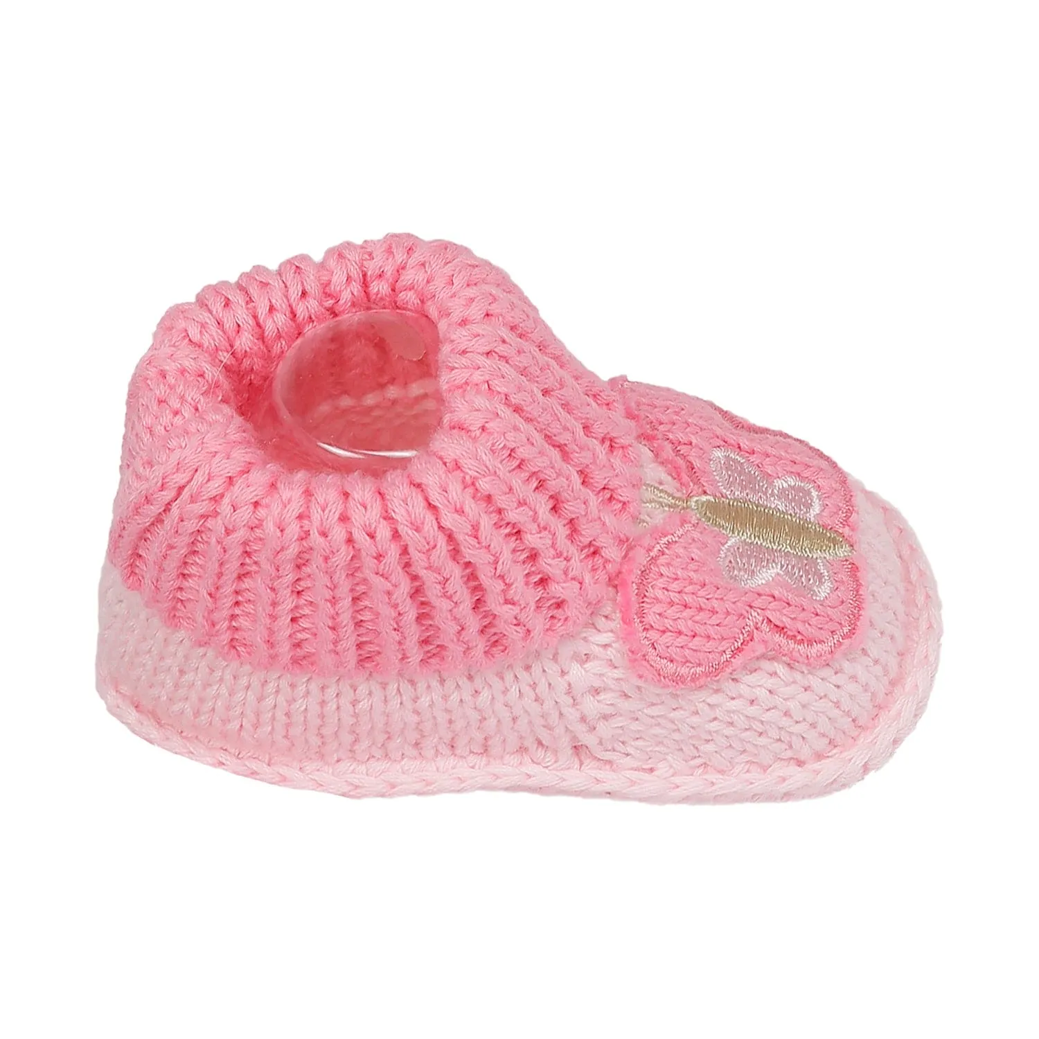 Butterfly Newborn Crochet Socks Booties - Pink
