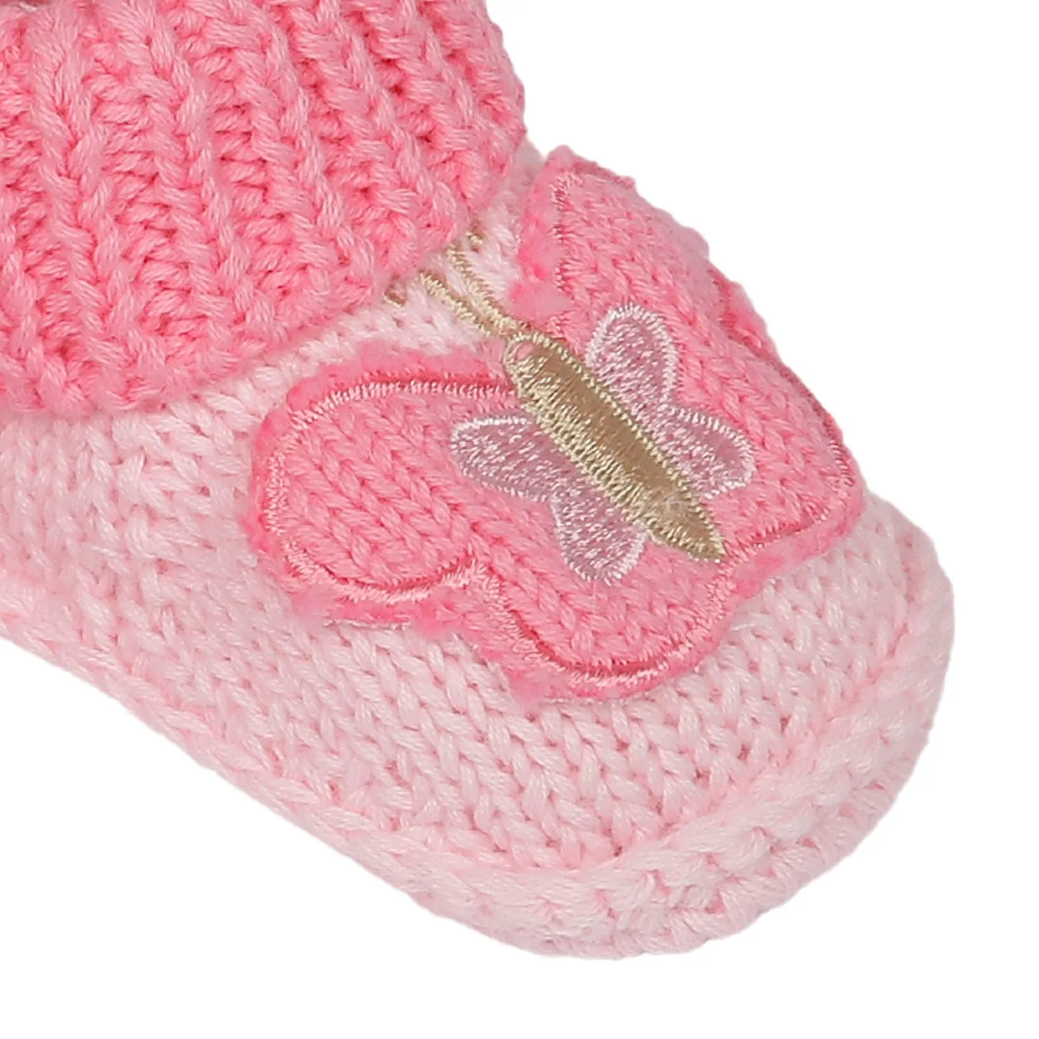 Butterfly Newborn Crochet Socks Booties - Pink
