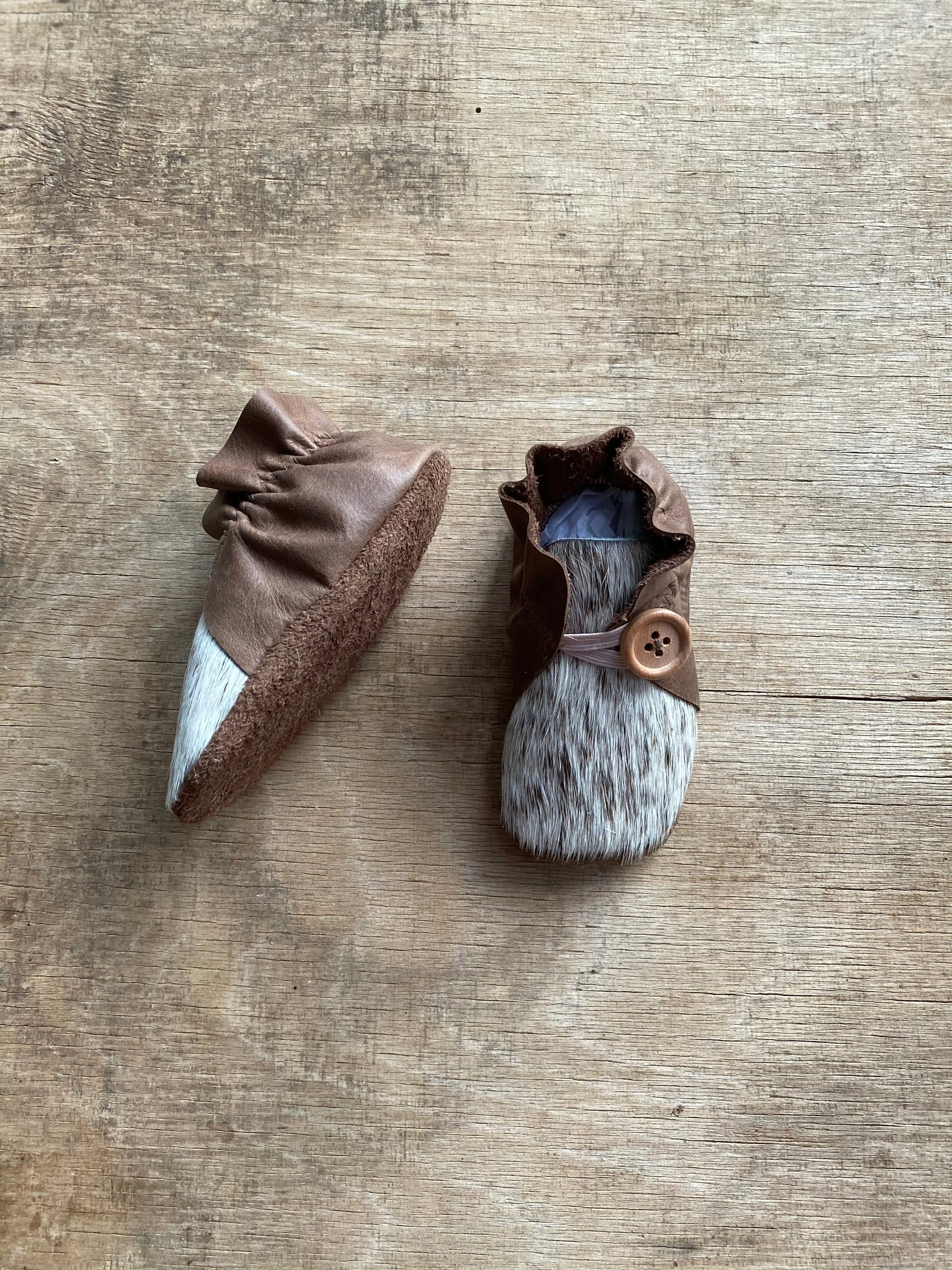 Button Bootie - Brown & Cowhide